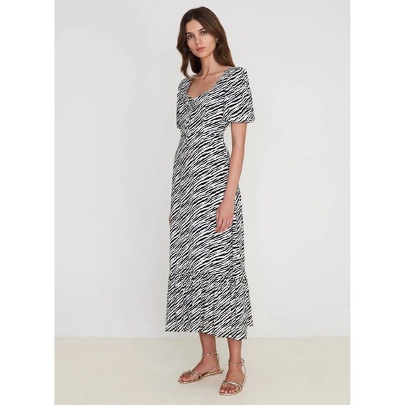 Faithfull The Brand Gabriela Midi Dress In Balance Animal Print Size 8 - Picture 1 of 5